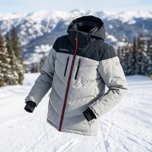 Kids Sunice Ski Jacket Size 12 Gray Black Insulated Hooded Snow Coat